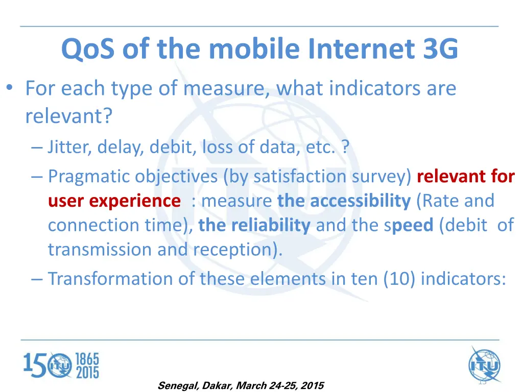 qos of the mobile internet 3g for each type