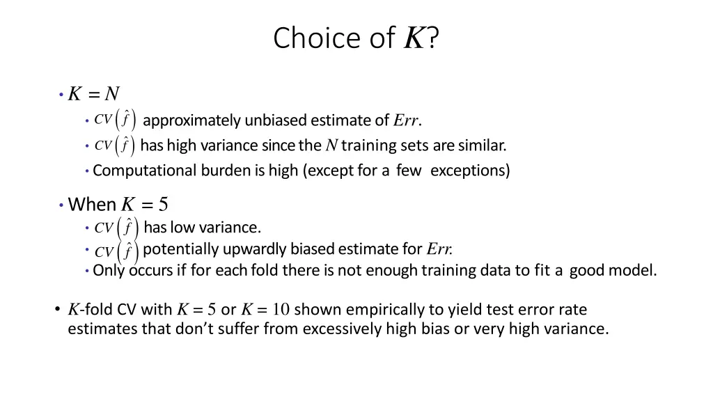 choice of k 2