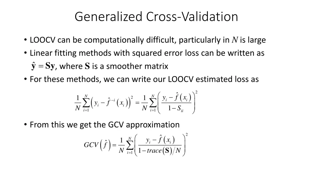 generalized cross validation