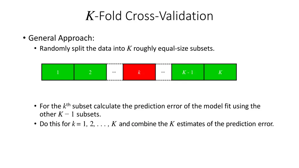 k fold cross validation