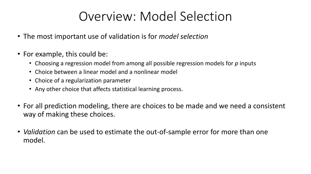 overview model selection