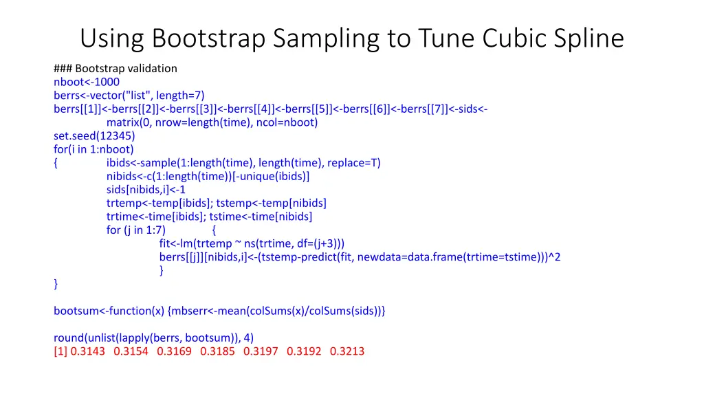 using bootstrap sampling to tune cubic spline