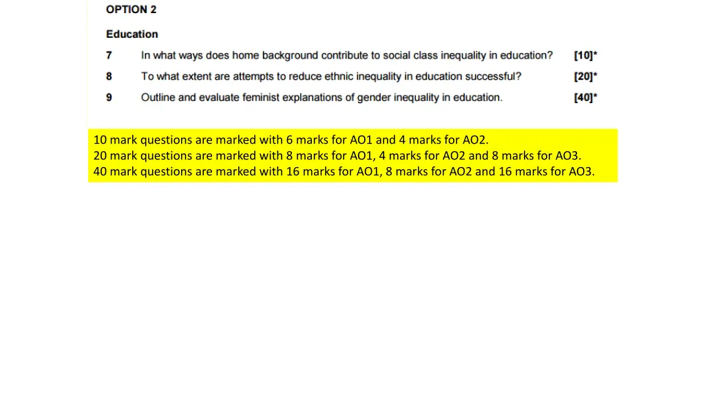 10 mark questions are marked with 6 marks