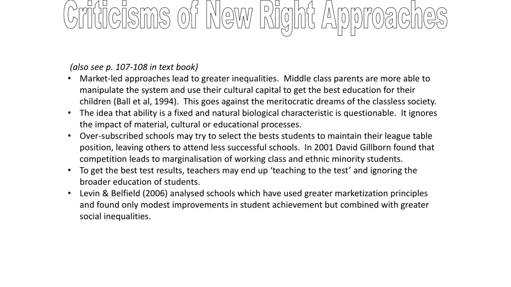 criticisms of new right approaches