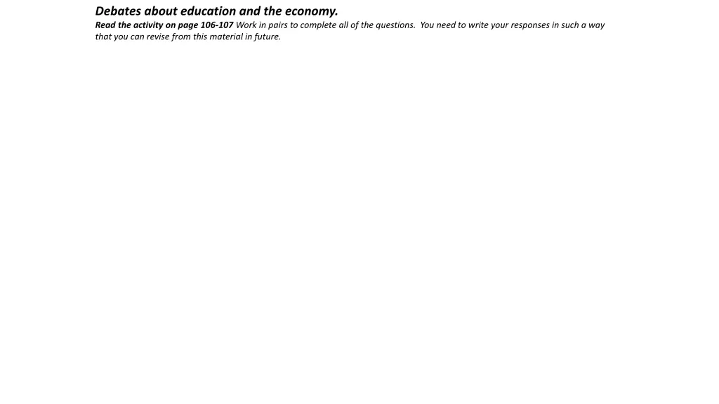 debates about education and the economy read