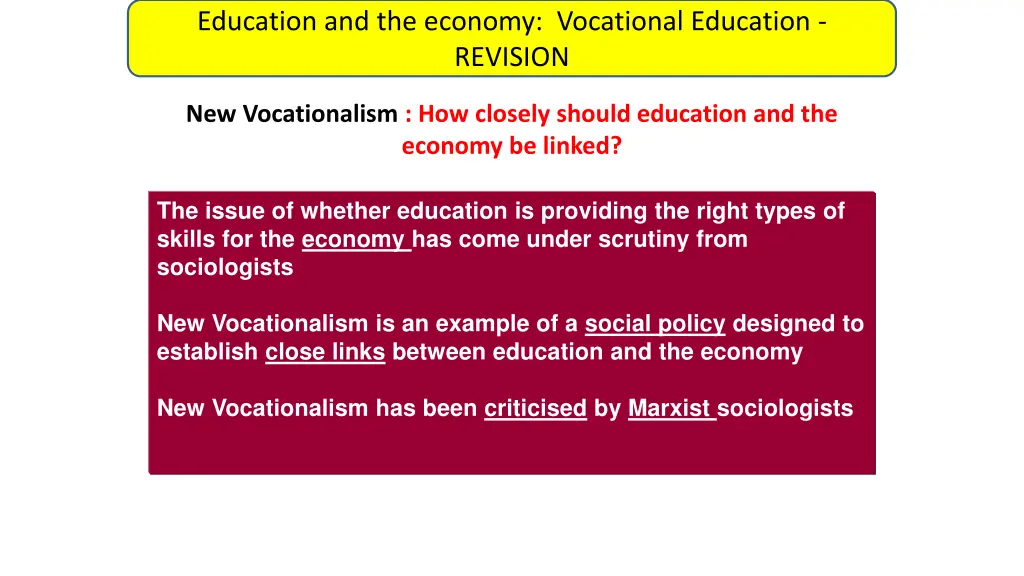 education and the economy vocational education