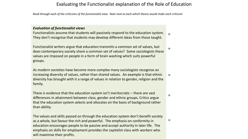 evaluating the functionalist explanation