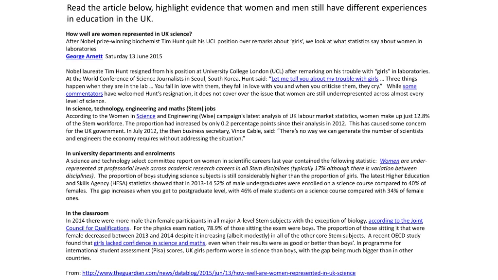 read the article below highlight evidence that