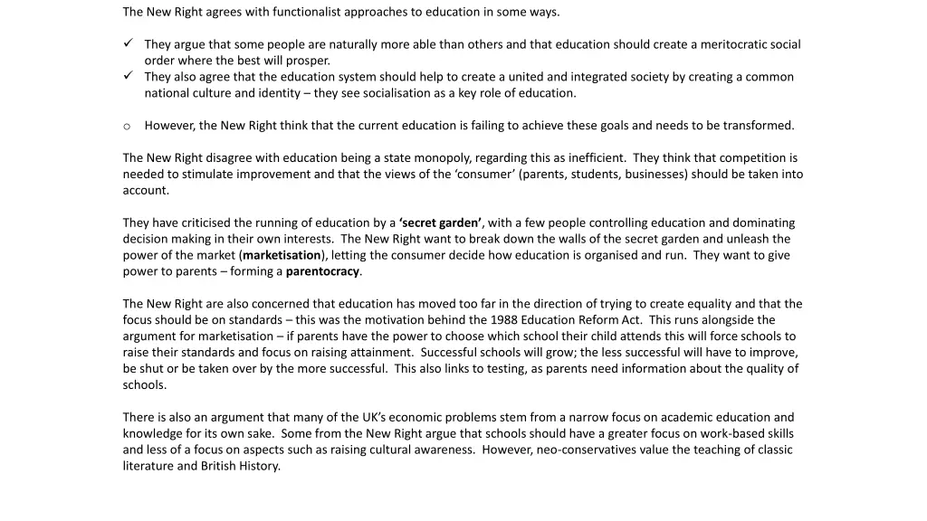 the new right agrees with functionalist