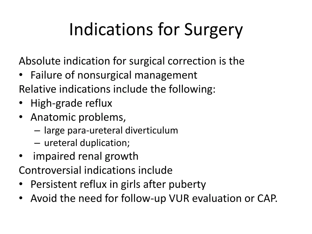 indications for surgery