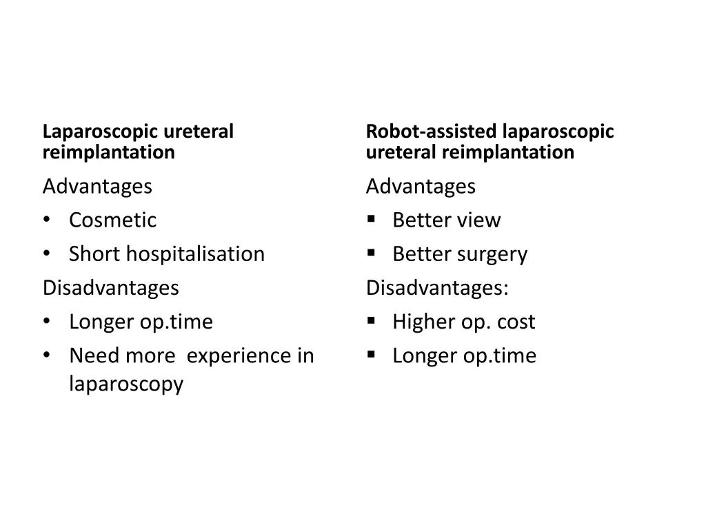 laparoscopic ureteral reimplantation advantages
