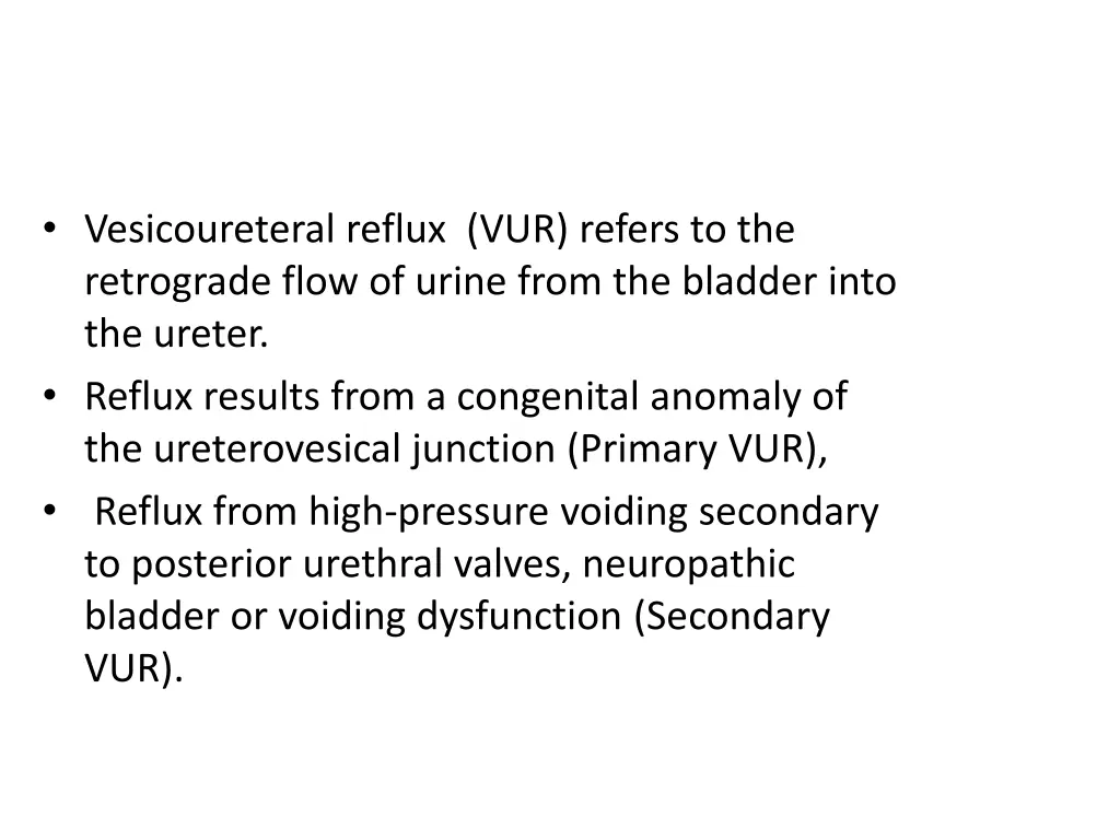 vesicoureteral reflux vur refers