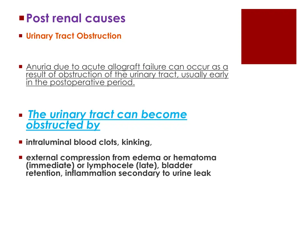 post renal causes