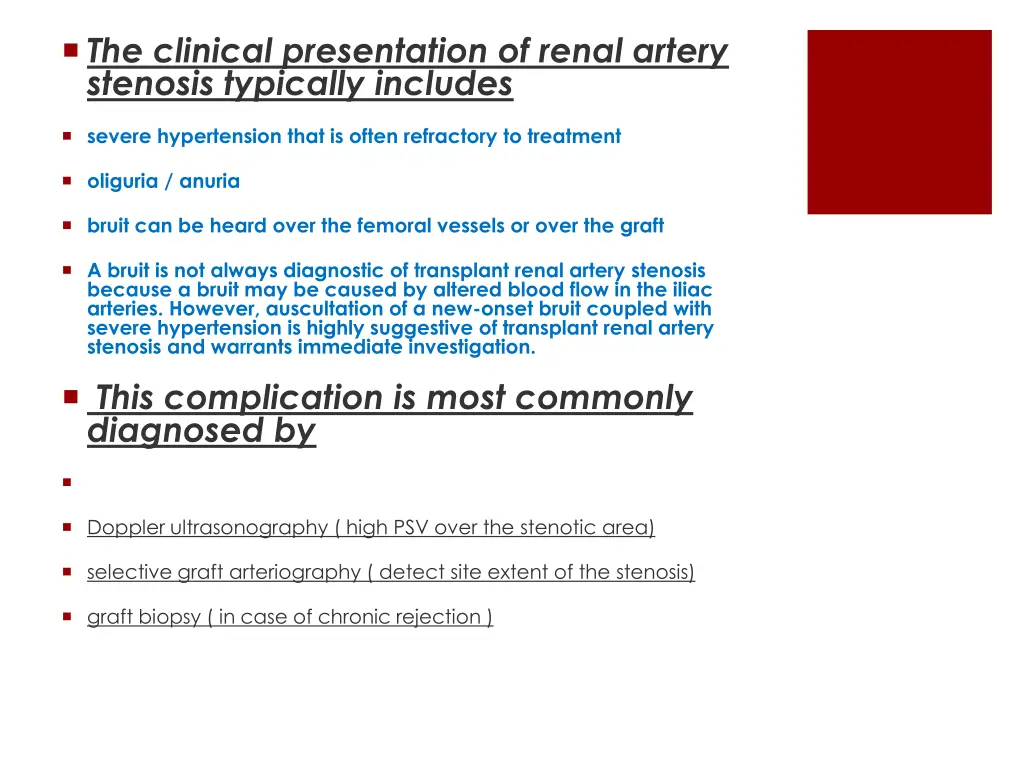 the clinical presentation of renal artery