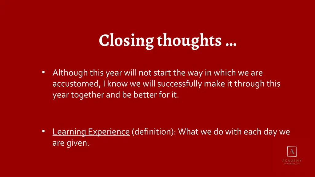 closing thoughts