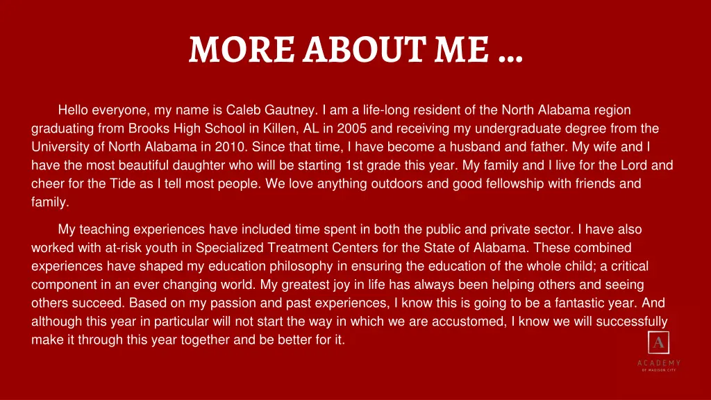 more about me