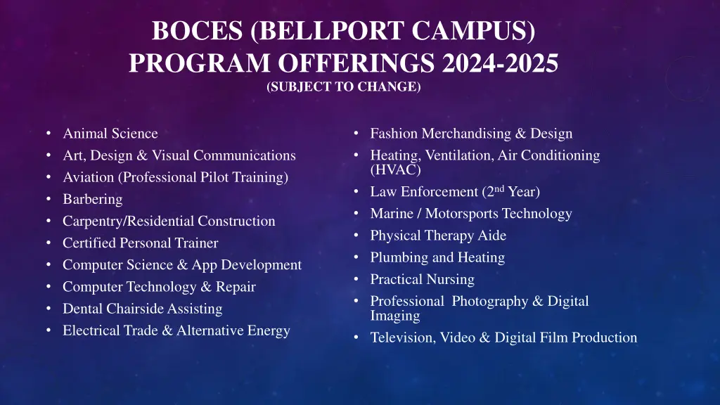 boces bellport campus program offerings 2024 2025