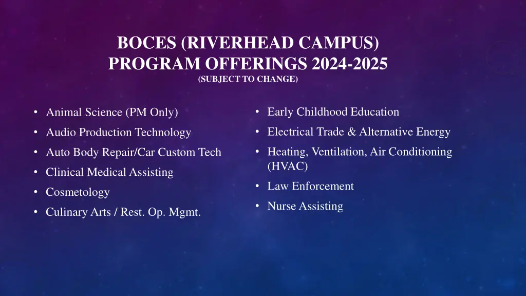 boces riverhead campus program offerings 2024