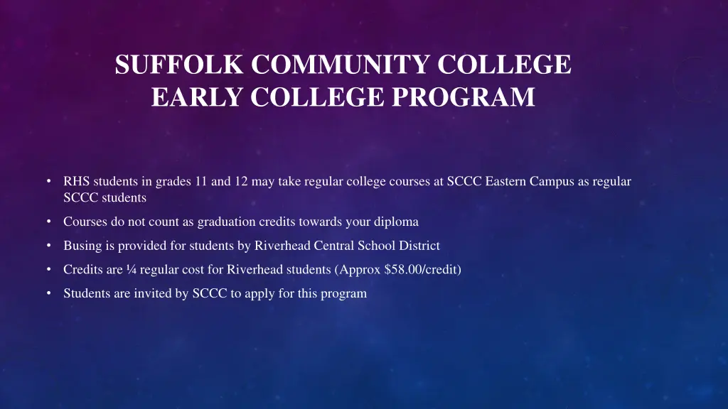 suffolk community college early college program