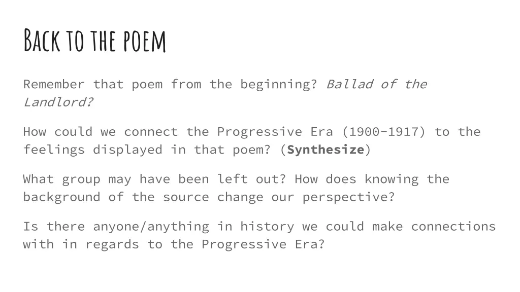 back to the poem