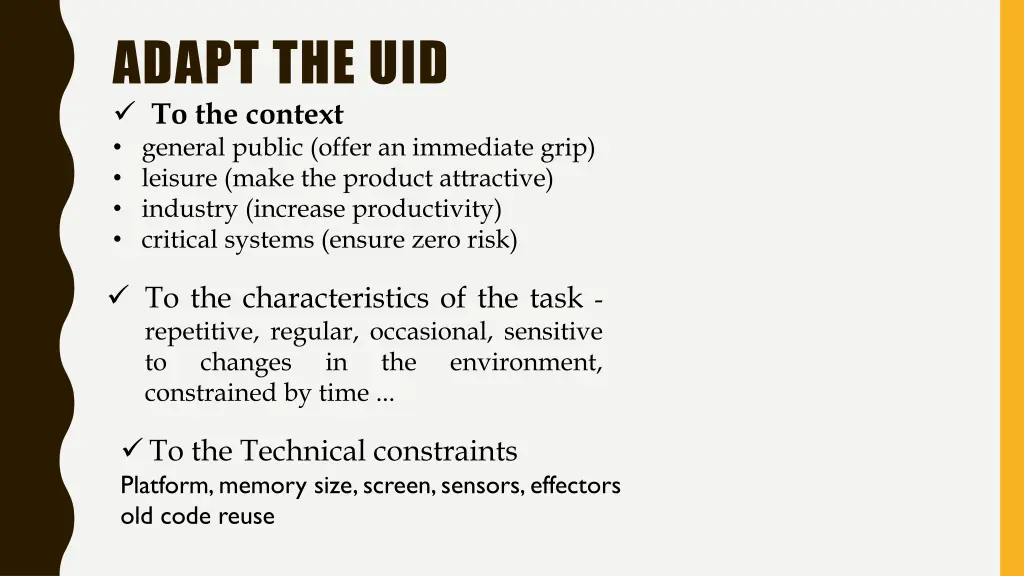 adapt the uid to the context general public offer