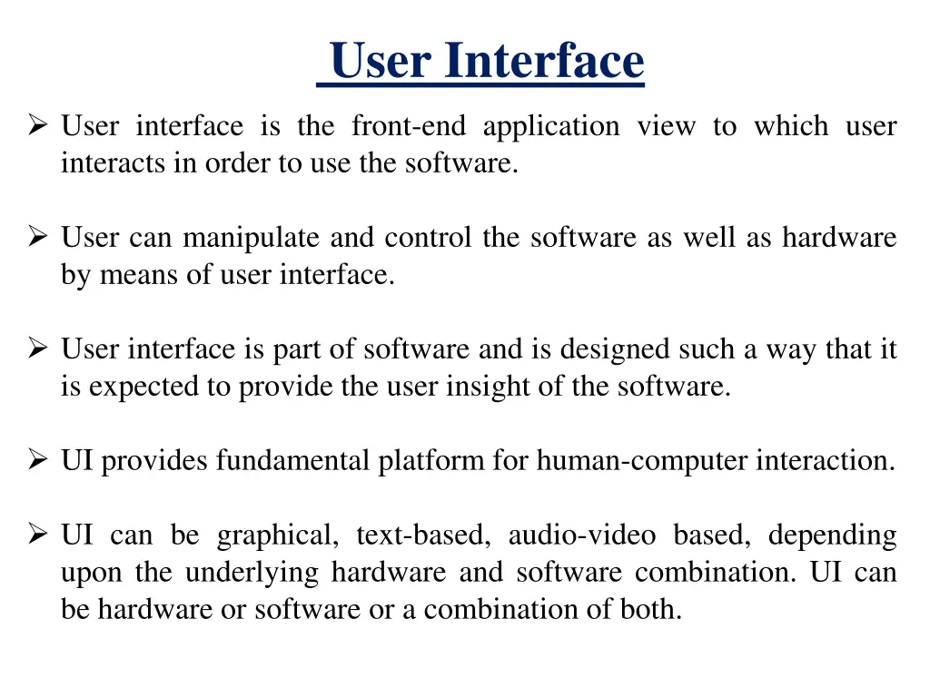 user interface