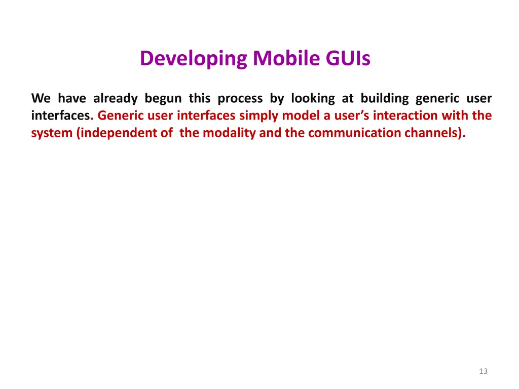developing mobile guis