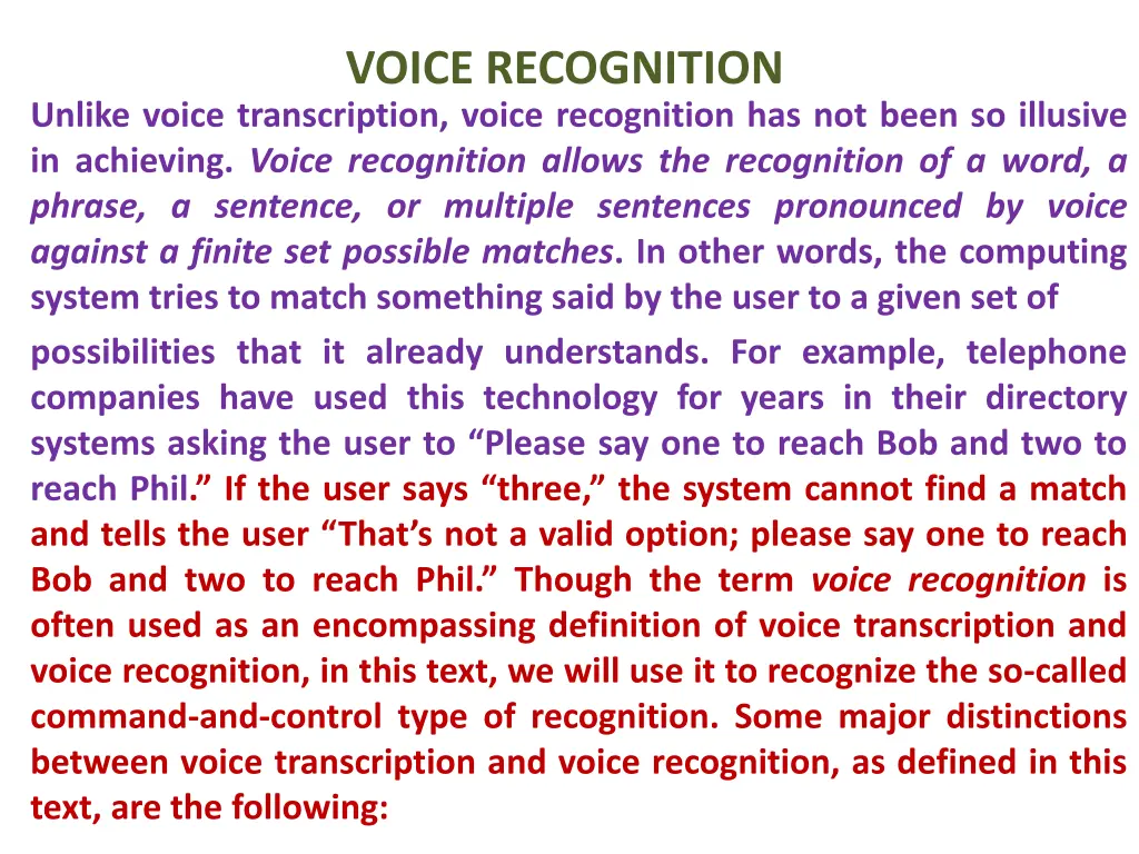 voice recognition