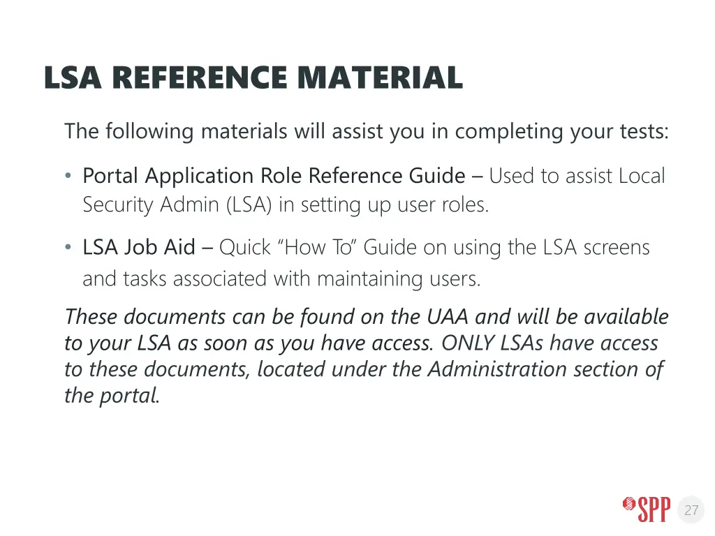 lsa reference material