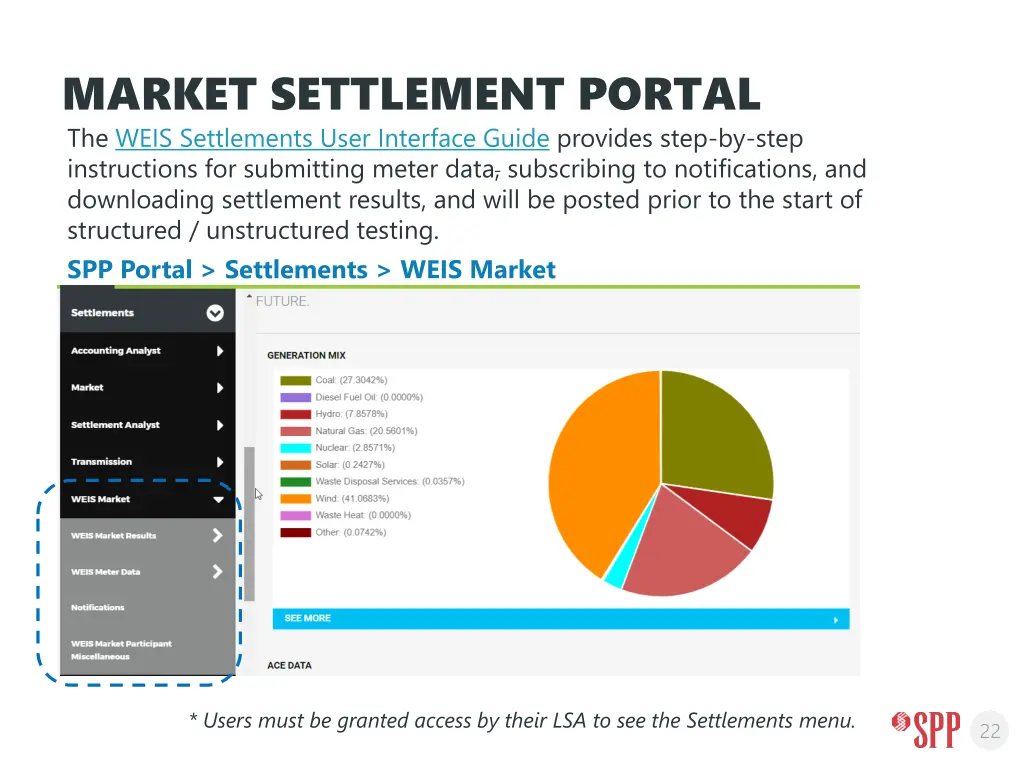 market settlement portal the weis settlements