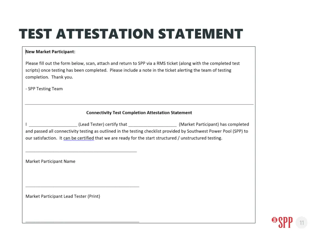test attestation statement