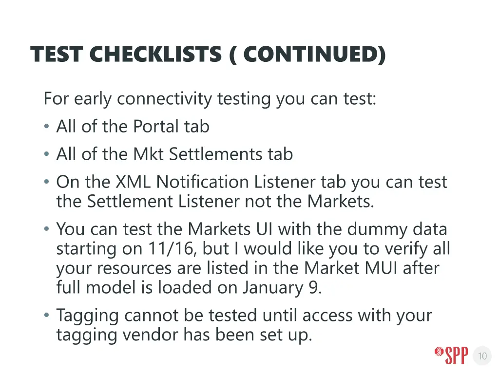 test checklists continued 1