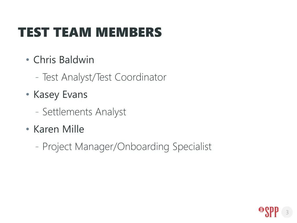 test team members