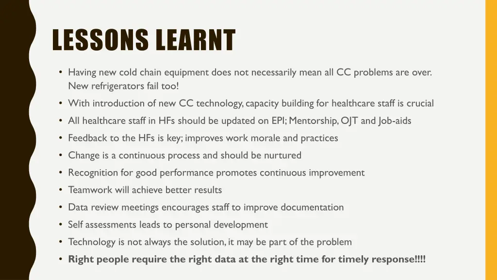 lessons learnt