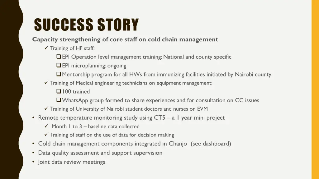 success story capacity strengthening of core