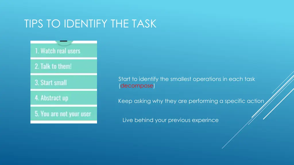 tips to identify the task