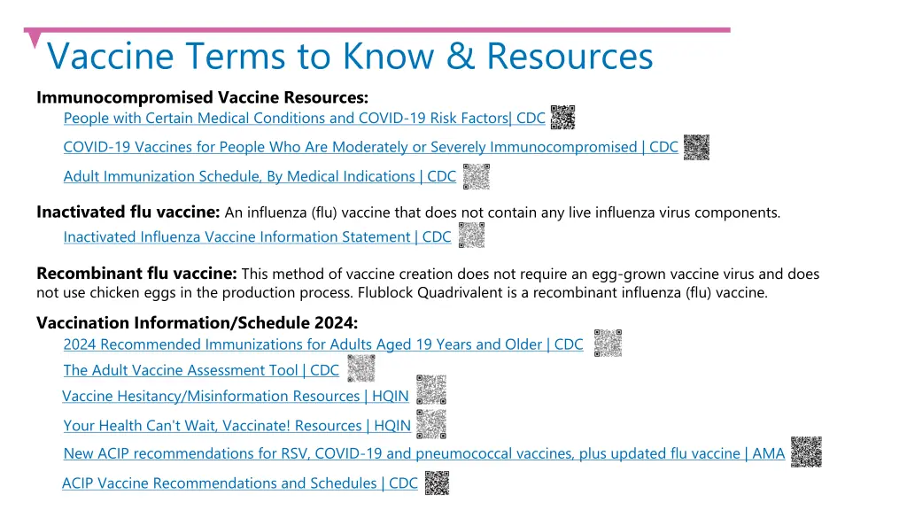 vaccine terms to know resources