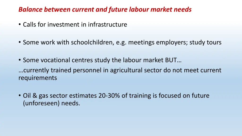 balance between current and future labour market