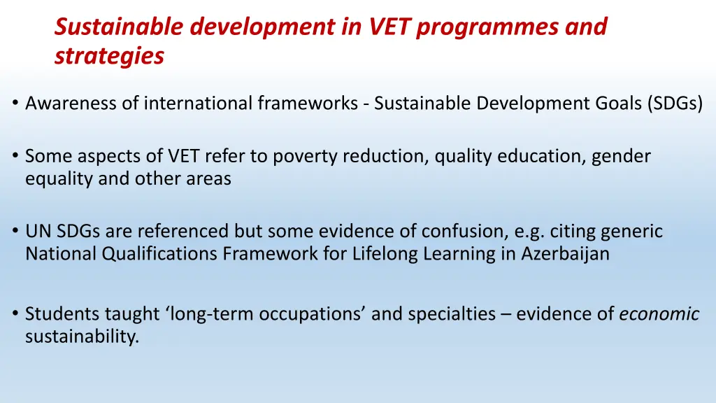 sustainable development in vet programmes