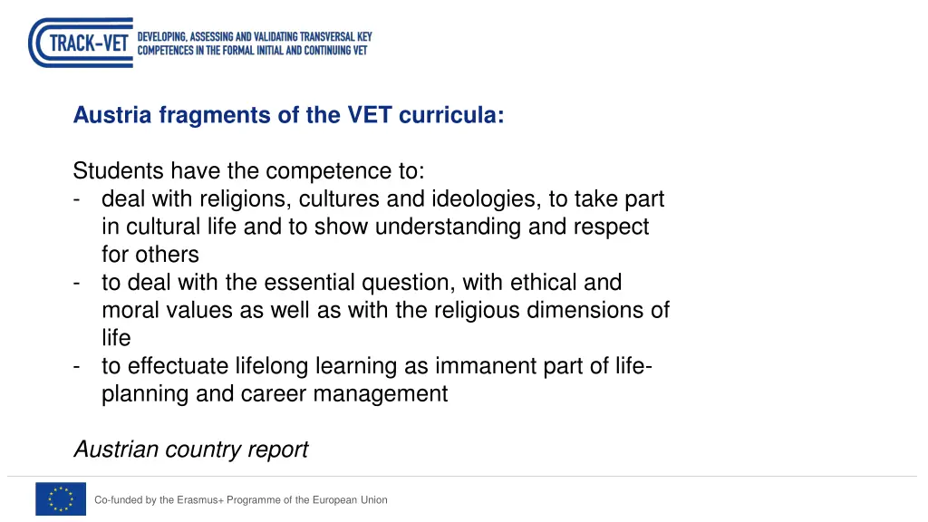 austria fragments of the vet curricula