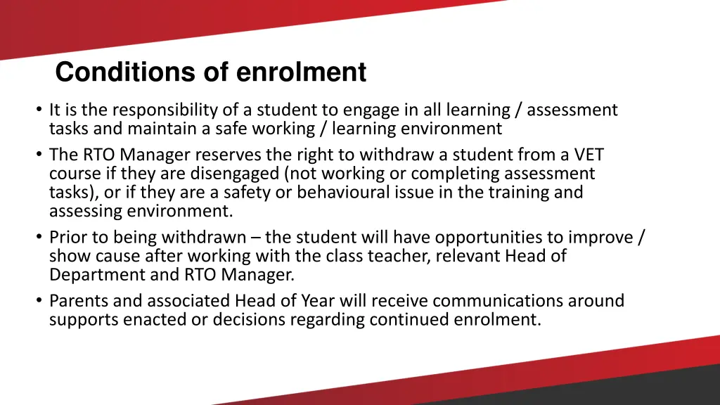 conditions of enrolment