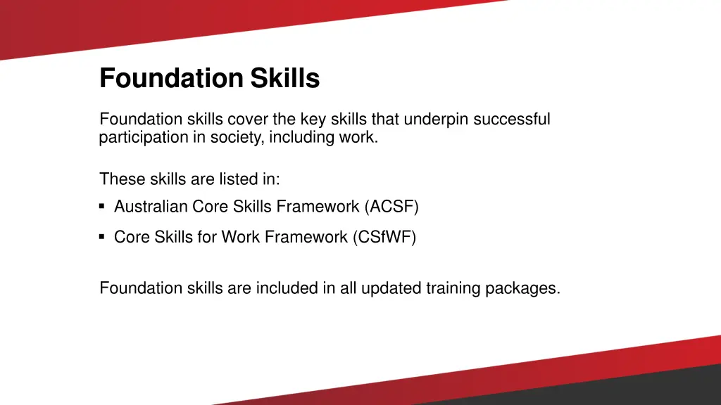 foundation skills