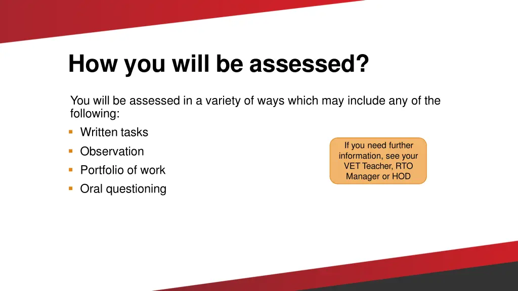 how you will be assessed