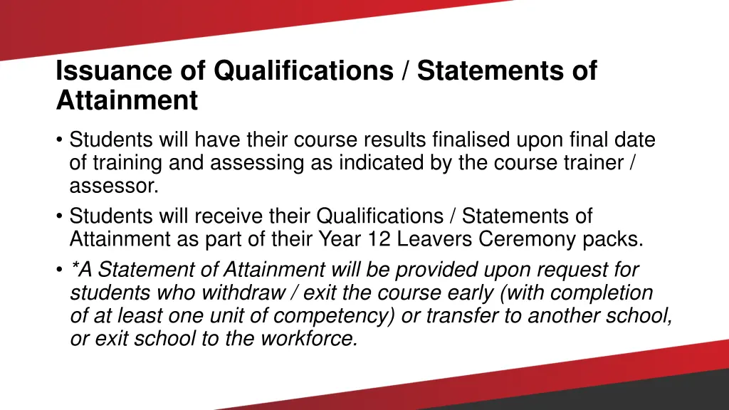 issuance of qualifications statements