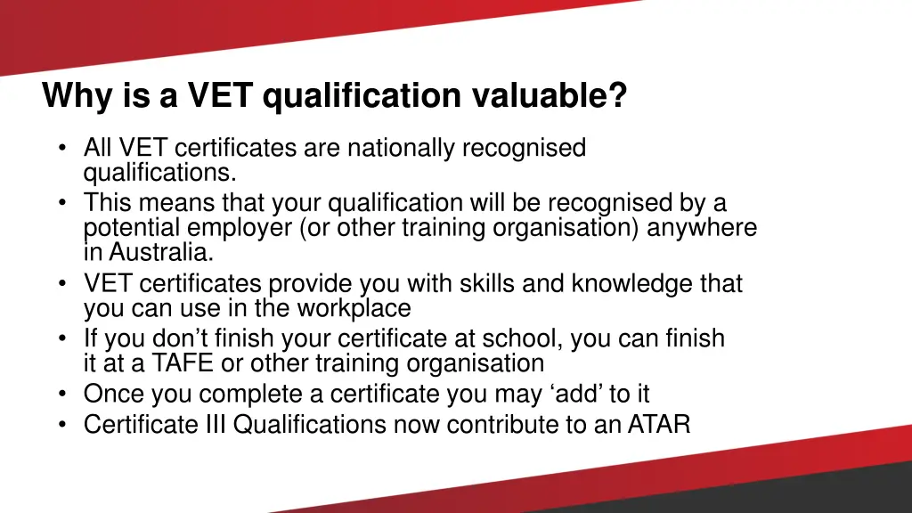 why is a vet qualification valuable
