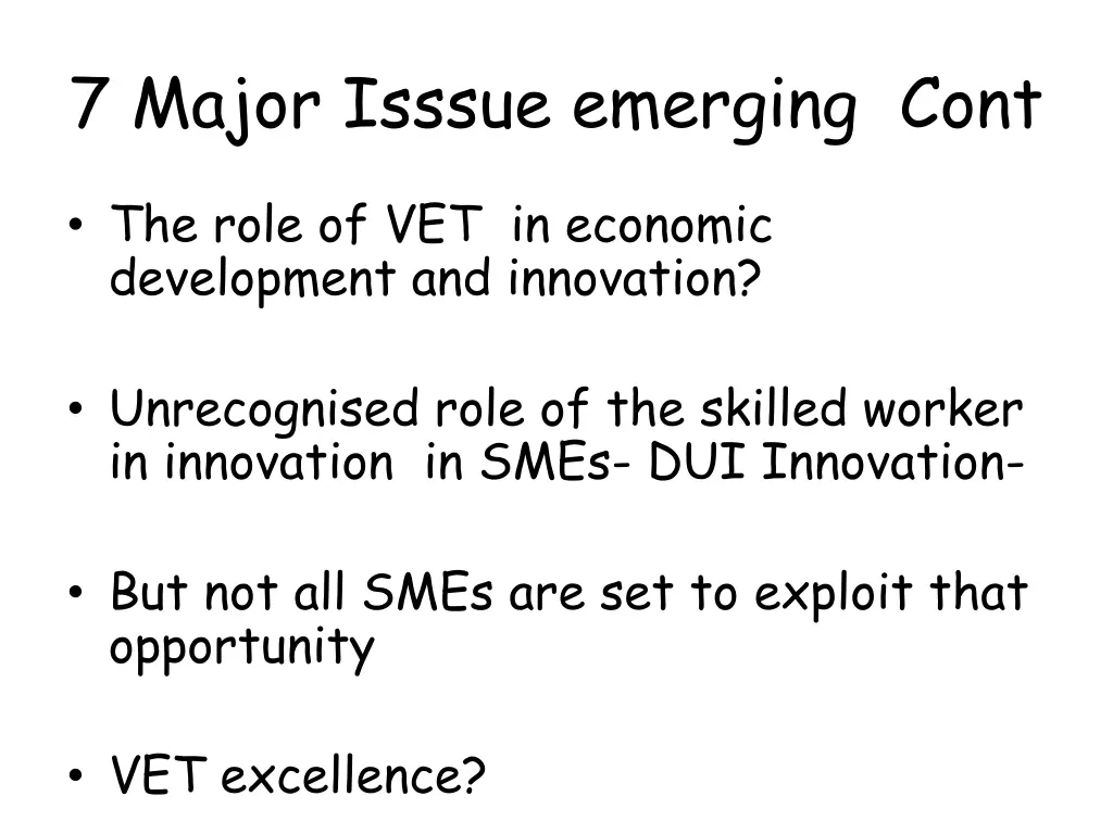 7 major isssue emerging cont