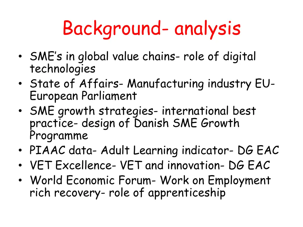 background analysis