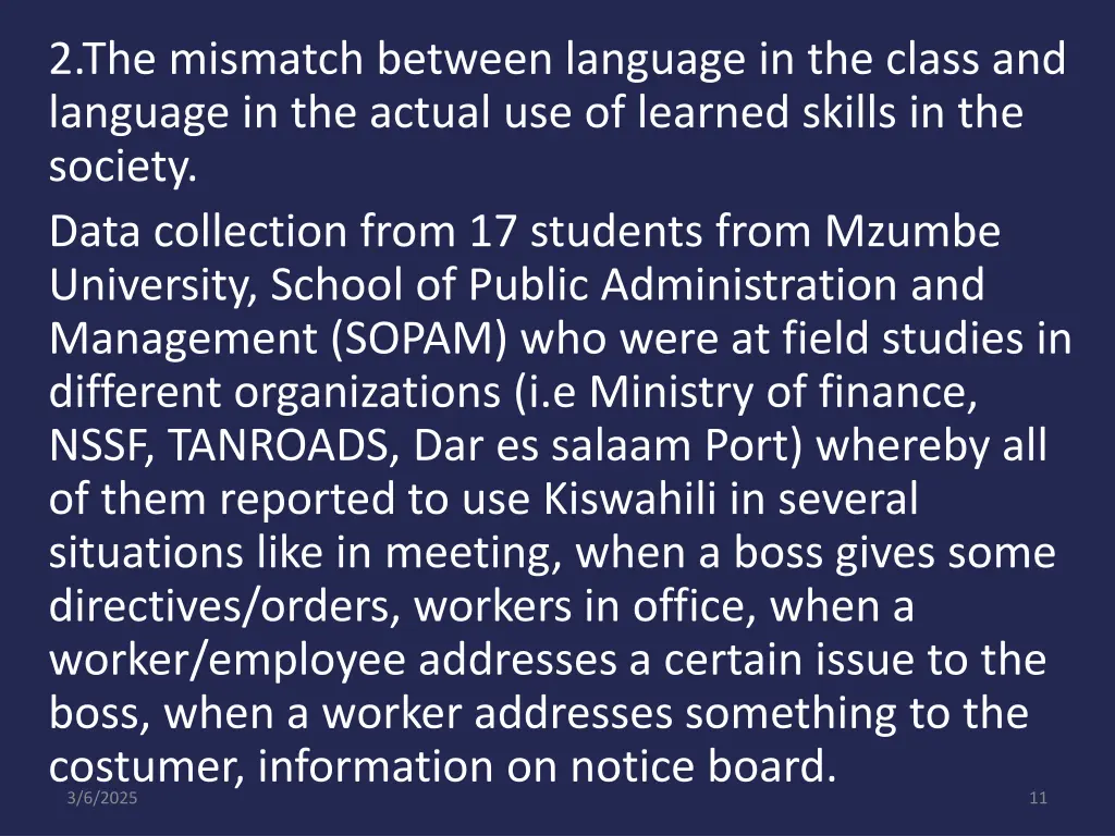 2 the mismatch between language in the class