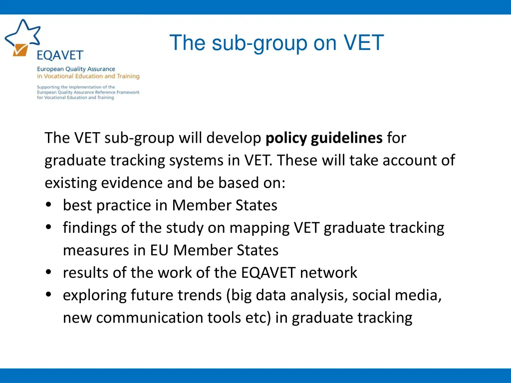 the sub group on vet