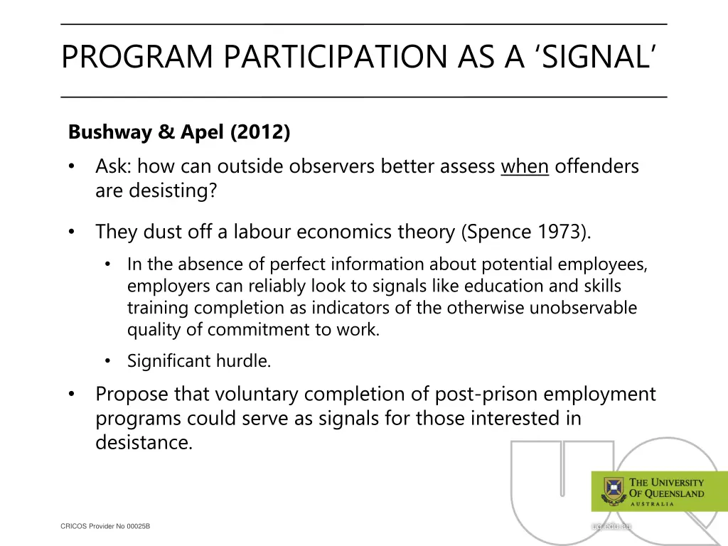 program participation as a signal